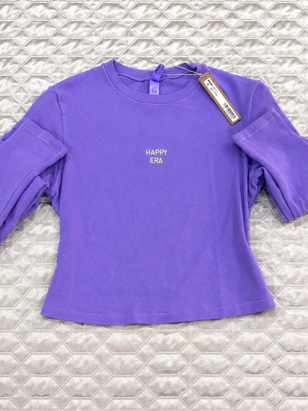 SKIMS Purple 'HAPPY ERA' Crop Long-Sleeve Tee